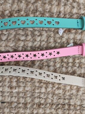 Target Kids Cutout Belt Trio - Teal, Pink & Cream Glitter